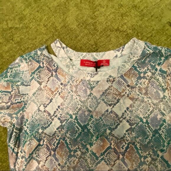 n:Philanthropy Snakeskin Print Cotton Tee, Size S - Picture 6 of 9